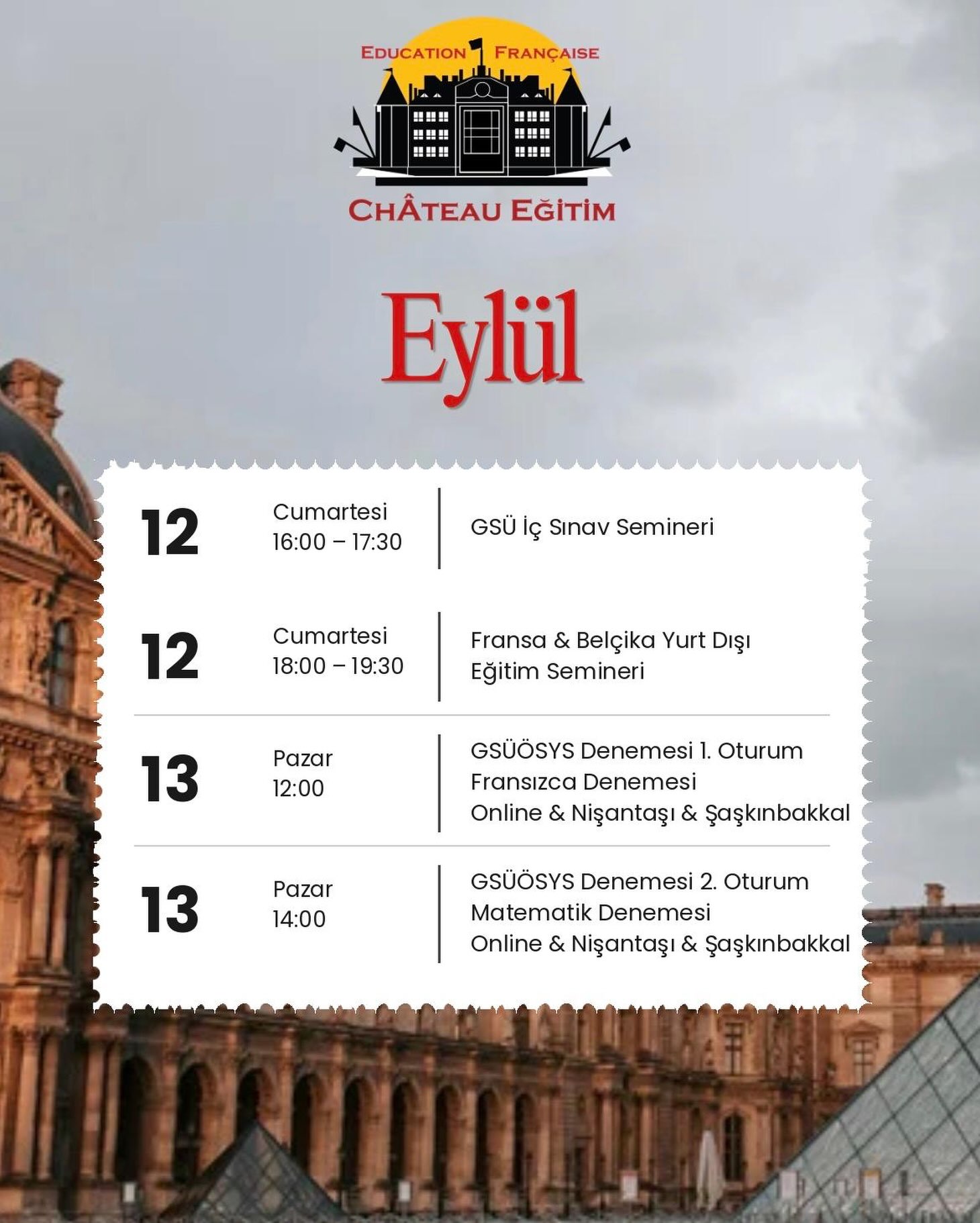 12–13 Eylül’de buluşuyoruz! ❤️Seminerler + GSÜÖSYS denemeleriyle yoğun bir hafta sonu bizi bekliyor.